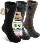 Heat equation Alpaca Socks for Men and Women, Heavyweight Thermal Thick Warm Alpaca Wool Boot Sock for Hunting, Hiking, Moisture Wicking M Black&Dark Gray&Walnut Brown