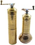 Manual Hand Grinder Mill SET for Turkish Greek Arabic Coffee Beans & Spice Pepper Salt, Brass (Daddy & Mommy)