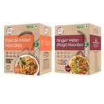 ORGANIC WISDOM-Back to Roots Ragi and Foxtail Noodles Combo Pack|384g each, each box contains 2 packs(192g each) along with tastemaker|Free from junk, maida, msg, refined oil, trans fat| Rich in Calcium, Protein and Fiber