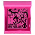 Ernie Ball Super Slinky Guitar Strings - includes 6 free Giocoso plectrums