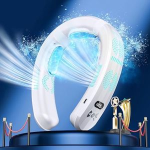 Zymise Portable Air Conditioner Neck Fan, Semiconductor Fan with 3 Cooling Plate, 6000 mAh Cooler Warmer 2 in 1, Wearable AC Speeds for Outdoor/Office/Travel, White (JYTC06)
