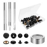 12 Sets Metal Snap Buttons Kit,15mm Heavy Duty Leather Snap Fasteners Kit Press Studs with 4 Install Tools, Leather Rivets and Snaps for Clothing, Leather, Jeans, Jackets, Bracelets, Bags DIY Crafts