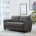 Zinus Contemporary Upholstered 62.2in Sofa Couch/Loveseat, Dark Grey