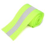 Imported Silver Reflective Tape Safty Strip Sew on Lime Green Synth Fabric 3 Meters