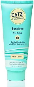COTZ Sensitive Non-Tinted Zinc Oxide Mineral Sunscreen for Body and Face; Broad Spectrum SPF 40; 3.5 oz / 100 g
