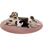 Houseables Whelping Pads, Washable Puppy Pad, 48" x 48", Large, Brown, Round, Waterproof Pee Mats, Vet Bed Dogs, Pet Training Supplies, Crate Playpen Liner, Stain Resistant Incontinence Solution