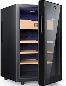 NEEDONE 350 Count Electric Cabinet, Made with Spanish Cedar Wood Shelves & Drawer with Hygrometer, Freestanding Refrigerator Quiet Operation, LED Lighting, 48 Liter, Gift for Men