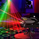 ATULUX Mini RGB Laser Party Light Projector | 12 Dynamic Lighting Patterns | Sound-Activated DJ & Stage Light for Home, Weddings, Birthdays & Clubs (12 DOTT & Patern Mix Design- (Black))