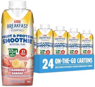 Carnation Breakfast Essentials Fruit and Protein Smoothie Nutritional Drink, Strawberry Banana, 24 – 8 fl oz Cartons