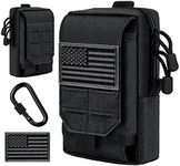 IronSeals Tactical Molle Phone Pouch Multi-Purpose Compact Utility Waist Pouch Holster for iPhone 15 Pro Max/14 Pro Max/13 Pro Max/12 Pro Max/11 Pro Max, Size L, U.S.A Patch and D-Ring Included