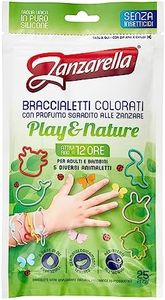 Zanzarella, 25 Braccialetti Antizanzare Play & Nature, in Silicone 100% Riciclabile, con Repellente per Zanzare A Base di Oli Naturali, Attivi Fino a 12 Ore, 5 Diversi Disegni Colorati, Taglia Unica