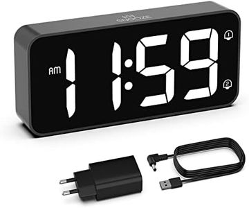 HOMVILLA Despertador Digital con Pantalla LED Grande, Reloj Despertador Digital Volumen Brillo Regulable con Alarma Doble 12/24H Despertador Inteligente Alimentación por Cable USB Incluye Adaptador