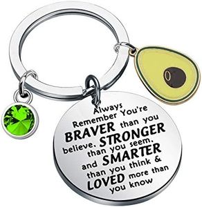 WSNANG Avocado Lover Gifts Keychain with Avocado Charm Avocado Jewelry You are Braver Stronger Smarter Than You Think Keychain Vegetarian Gift (Keychain)