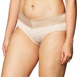 Warner's Women's No Pinching No Problems Lace Hipster Panty, Toasted Almond Stripe, S