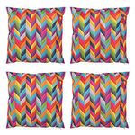 Bean Bag Bazaar Rainbow Geometric Outdoor Cushions, Set of 4, Bright Cushions, Cushions with Cover Included, Water Resistant, Outdoor Cushions for Garden Furniture