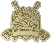 Dice Magnet Display for DND Dungeons & Dragons Tabletop RPG | 20 Sided Dice Wood Laser Cut Design | Made in USA (DND Magnet)