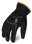 Ironclad Utility Reinforced Palm Work Gloves, High Dexterity, Slip-On, Performance Fit, Machine Washable, Sized S, M, L, XL, XXL (1 Pair), Black & Brown (EXO2-MULR-04-L)