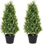 Azoco 2.5ft Topiary Trees Artificial Outdoor 30in, Artificial Trees for Outdoors, Faux Plants UV Resistant Artificial Outdoor Plants Decor, Set of 2