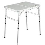 REDCAMP Small Folding Table 2 Feet, Small Foldable Table Adjustable Height, Lightweight Portable Aluminum Camping Table, 3 Heights, 23in x 15 in x 10 in