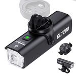 1200 Lumen Front Bike Light - Type-C Rechargeable 4000 mAh Bike Headlight IPX6 Waterproof Smart Bicycle Lights for Commute/Road Cycling, Support Under-mounted (1200 Lumen + Controller)