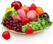 Fake Fruits Pack, Artificial Fruits Decoration Lifelike Fake Mixture Fruits for Home Decor, Simulation Faux Fruit Prop for Photoshoot, Artificial Apples Peaches Grapes Strawberries, 13 Pieces/Set