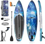 SereneLife Stand up Paddle Board Inflatable - Non-Slip SUP Paddle Board Paddle, Pump, Leash, and Accessories - Fun Water inflatable paddle board for Adults and Youth with Wide Stable Design