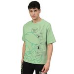 Free Authority Looney Tunes Printed Loose Fit Green Cotton Men's T-Shirt