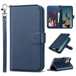 ULAK for iPhone 14 Pro Max Case Wallet, Flip Case with Card Holder PU Leather + TPU Bumper Stand Cover Kickstand Full Protective Phone Case for iPhone 14 Pro Max 6.7 inch - Blue