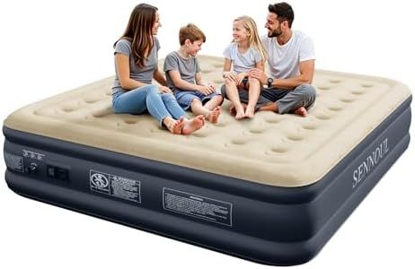SENNOUL King Size Air Mattress with Built in Pump - Upgraded Blow Up Bed, 2 Mins Quick Self Inflatable/Deflation, 18"/750lbs Max, Strong Support,No Leakage,No Odor,for Home,Guests,Camping,Travel
