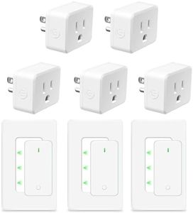 NineLeaf Remote Control Square Outlet Plug Switch, Buckle Design & Removable Wireless Light Switch, No Wiring Needed, 500 ft, 15A/1500W, Programmable, for Household Appliances,3 Switches 5 Outlets
