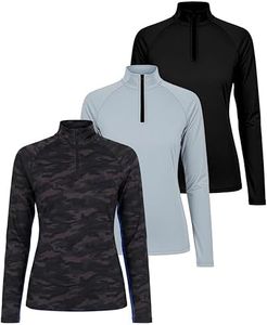 3 Pack: Womens Quarter 1/4 Zip Pullover Plus Size Long Sleeve Shirt Quick Dry Dri Fit Yoga 1/2 Zip Athletic Ladies Active Gym Workout Top Golf UPF Hiking Outdoor Sports Exercise Running SET7, 1X