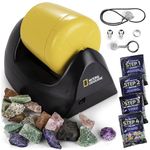 NATIONAL GEOGRAPHIC Starter Rock Tumbler Kit - Includes Rough Gemstones, 4-Stage Silicon Carbide Polishing Grit, Jewellery Fastenings & Learning Guide - STEM Science Kit for Geology Enthusiasts