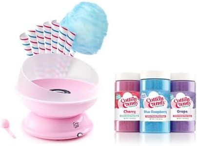 Cotton Candy Express Brand Party Kit | Pink Cotton Candy Machine with Three [11oz] Jars of Floss Sugar & 50 Paper Cones | Flavors - Cherry Grape Blue Raspberry