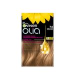 Garnier Olia Permanent Hair Dye, Ammonia-Free Hair Color, 7.0 Dark Blonde, Long-Lasting Hair Shine With 60% Oils, 1 Application