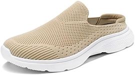 DREAM PAIRS Mules for Women Shoes Slip on Sneakers Knit Flats Lightweight Breathable Comfortable Walking Shoes,Size 7,Nude,SDML2201W