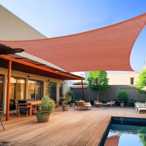Shade&Beyond Shade Sail Customizable 20'X26'Curved Edges Sunshade Canopy Cover for Outdoor Patio Porch, Rust Red Rectangle Sun Shade UV Block