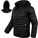 Xsylxgc Men's Puffer Jacket Lightweight Water-Resistant Packable Hooded Winter Jacket, Black M