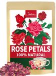 TeeLux Dried Edible Rose Petals 80g, Vegan, Natural Fragrant Flowers, Caffeine Free Rose Herbal Tea, Food Grade Rose Petals for Baking, Drinking, Decorating