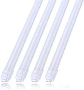 R17d HO 8 Foot Led Bulb Tube Light Rotatable Frosted Cover 45W, Replacement 100W Fluorescent Lamp Shop Lights,Dual-Ended Power, Cold White 6000K, 5400LM, AC 85-277V Pack of 4