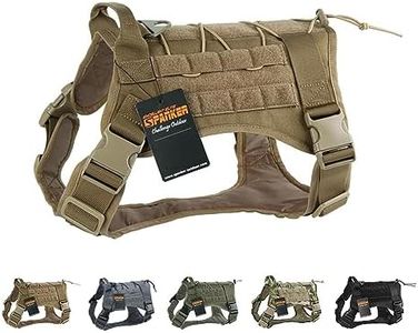 EXCELLENT ELITE SPANKER Tactical Dog Harness Military Dog Harness Working Dog Vest Molle Adjustable Training Vest Patrol K9 Harness Medium with Handle (Coyote Brown-M)