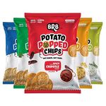 BRB Potato Popped Chips | Not Baked, Not Fried | Crunchiest & Tastiest Snacks | 5 packs X 48 Grams | Bhel (1), Spicy Chipotle (1), Sour Cream & Herbs (1), Salt & Pepper (1), Pasta Cheese (1) Flavour | 60% Less Fat | Low Calorie | Healthier Snack, Assorted Pack