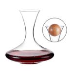 Amisglass Wine Decanter with Oak Stopper, 100% Lead-Free Hand Blown Crystal Glass, Red Wine Carafe, Wine Accessories, Wine Aerator with Wide Base, Wine Gift - 2000ML