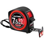 HAUTMEC Tape Measure 7.5M(25Ft)-Double Side Metric and Inches Black Tape,Retractable Tape Measure with Double Stop Buttons,Magnetic Hook for Professionals and DIY HT0253