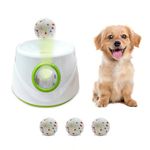 Automatic Dog Ball Launcher, Ball Launcher for Dogs with 16-49 Ft Launch Distanc, Pet Launcher Throwing Machine Outdoor with 6 PCS 2.3 " E-TPU Balls, Rechargeable Ball Thrower (Weiß und Grün)