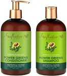 SheaMoisture Power Greens Curly Hair Shampoo and Conditioner Dry Hair Moringa Avocado to moisturize, 13 Fl Oz (Pack of 2)