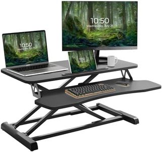 PUTORSEN 32 inch Standing Desk Converter, Height Adjustable Sit Stand Desk Converter for PC Computer Screens, Ergonomic Adjustable Desk Riser with 31 inch Keyboard Tray and Tablet Slot, Black