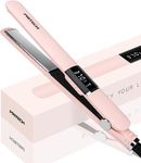 PRITECH Flat Iron Hair Straightener, Titanium Flat Iron with Adjustable Temp(290°F-450°F), 1 inch Plate for All Hairstyles Hair Straightening Irons (Pink)