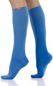 VIM & VIGR Moisture-wick Nylon 20-30 mmHg Graduated Compression Socks (Scrub Blue Solid, Small/Medium (1))