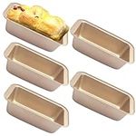 Bread Pan Loaf Pan for Baking, Non-Stick Carbon Steel Baking Bread Toast Mold Loaf Baking Pan Set (7.3"x3.7"-Golden 5Pcs)