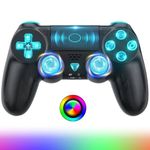 Gamrombo Wireless Controller for PS4, Black Custom Design with RGB Light,1000mAh Battery and 3.5mm Audio Jack, V2 Gamepad Joystick Compatible with PS4/Slim/Pro and PC